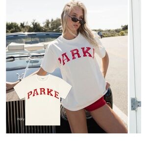Parke  4th of July collection Cream Tee with bandana pattern lettering